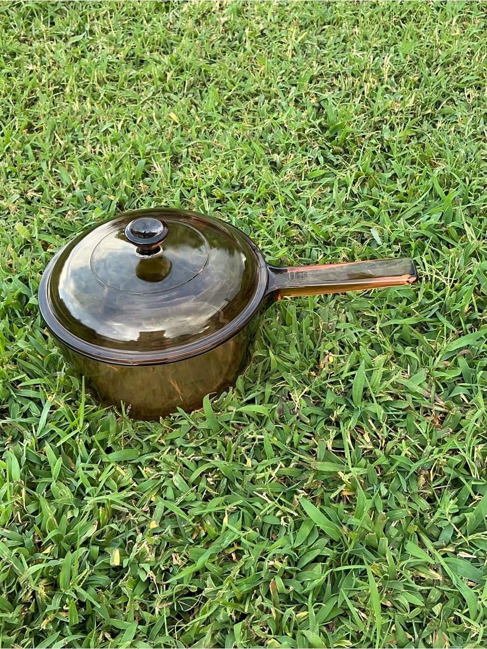 Amber Glass Saucepan with Lid - Heatproof Glass Cookware